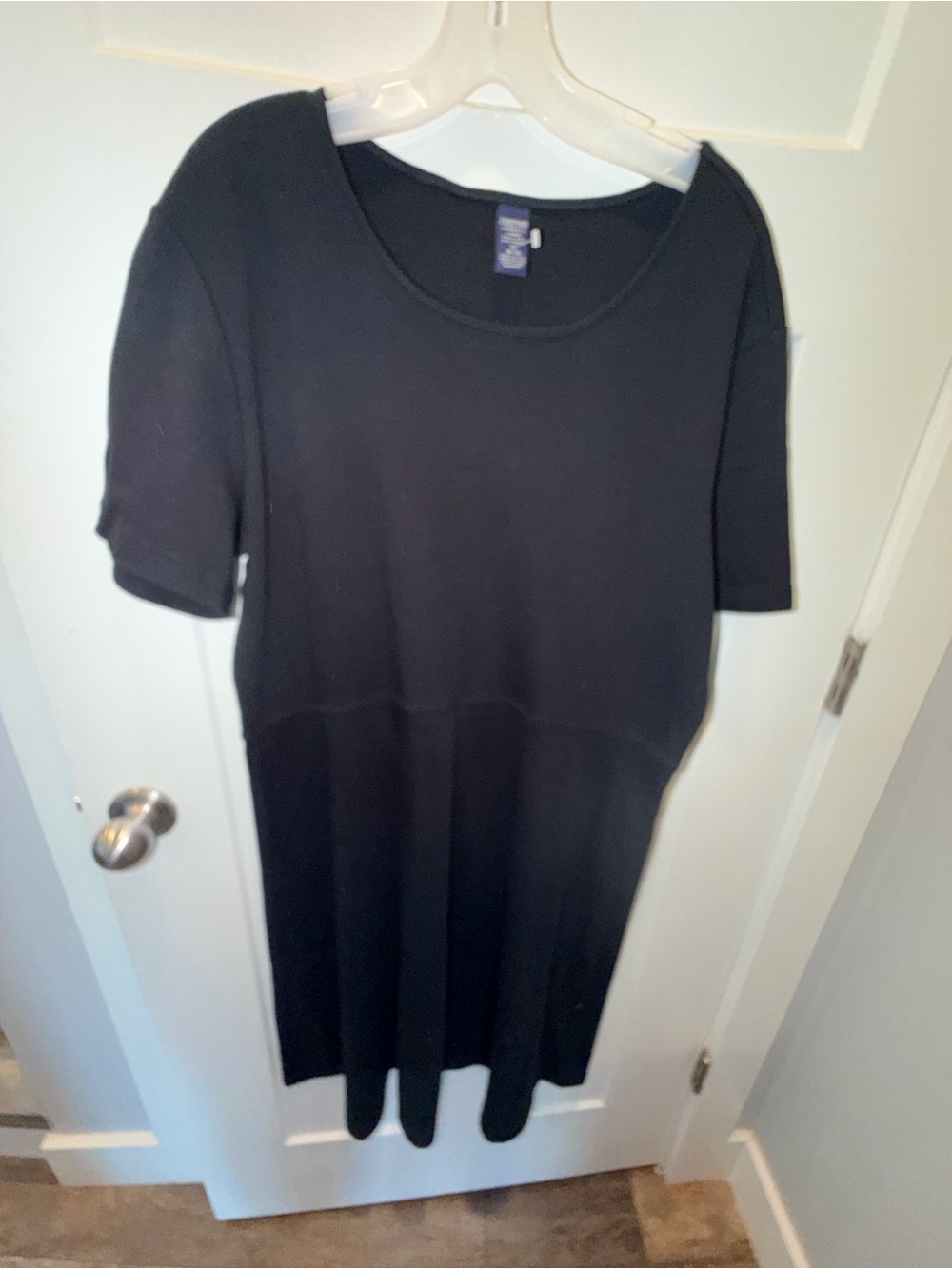 Lands’ End Black Cotton Knit A-Line Dress XL 18 20